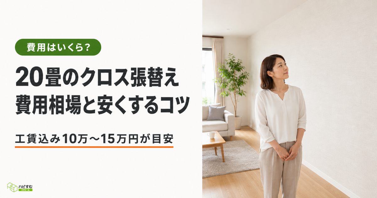 20畳のクロス・壁紙張替え費用は？相場と安くするコツ