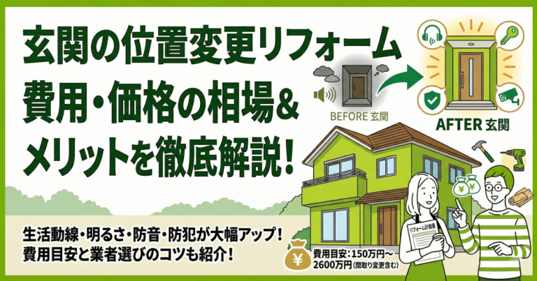 玄関の位置変更リフォームの費用・価格の相場は？