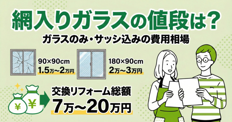 網入りガラスの値段は？ガラスのみ・サッシ込みの費用相場
