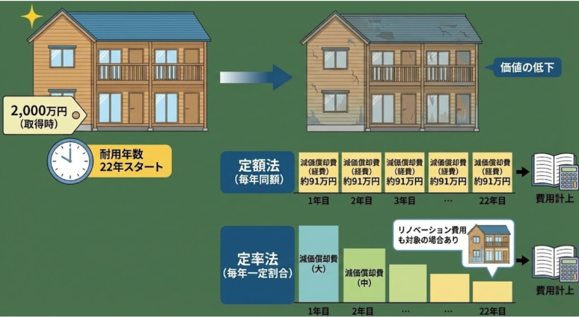 減価償却の仕組み図解:固定資産価値の減少と費用計上の流れ