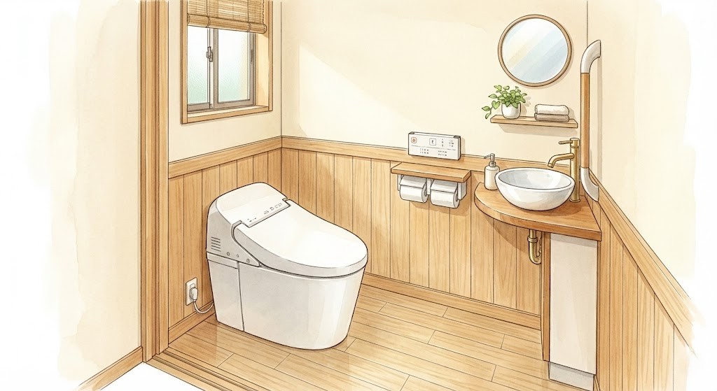 一般的なトイレのリフォーム後のイラスト