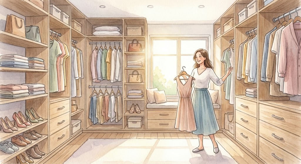 リフォームでウォークインクローゼットを設置して、すっきり暮らせている主婦