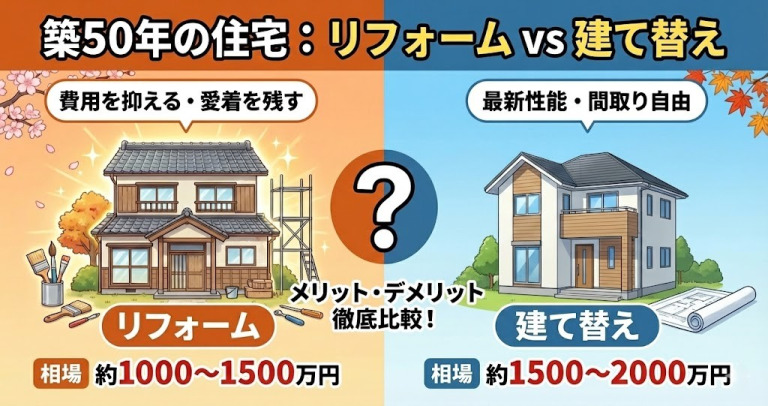 築50年の住宅のリフォームと建て替えを比較！