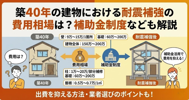 築40年の建物における耐震補強の費用相場は？補助金制度なども解説