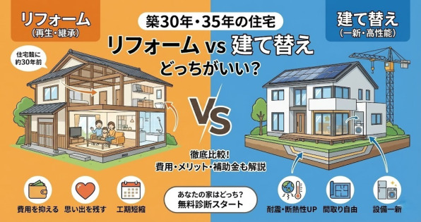 築30年・築35年の住宅、リフォームと建て替えはどちらがいい？ - フルリフォーム・リノベーション - ハピすむリフォーム