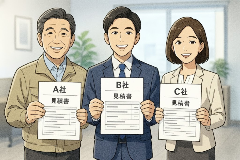 見積もり依頼をする業者は複数を選び、相見積もりを取るようにしましょう