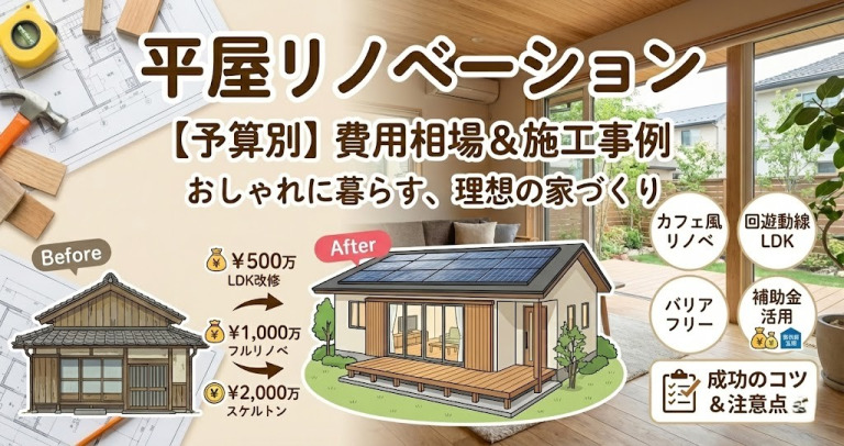 平屋のリノベーション費用はいくら？成功させるコツや注意点も解説