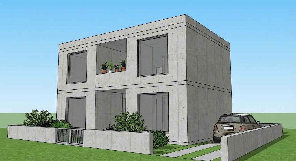 外構と車があるRC造住宅