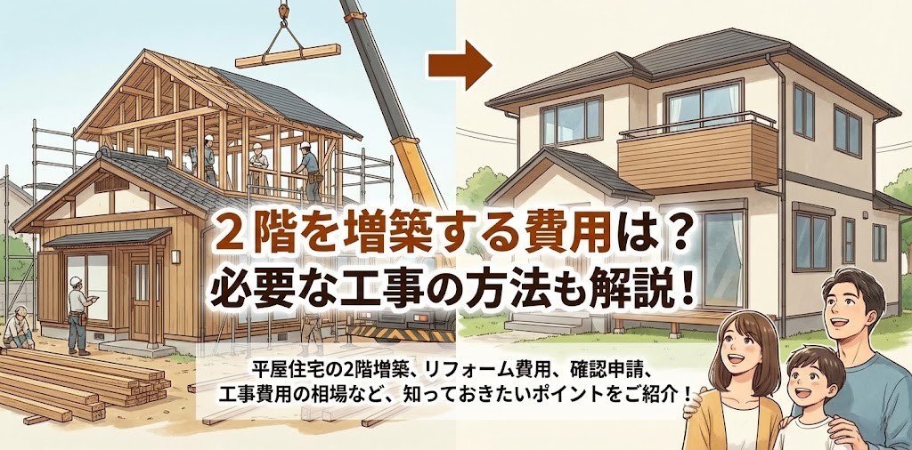 【平屋の2階増築】費用相場と必要な工事方法を解説する記事のサムネイル画像