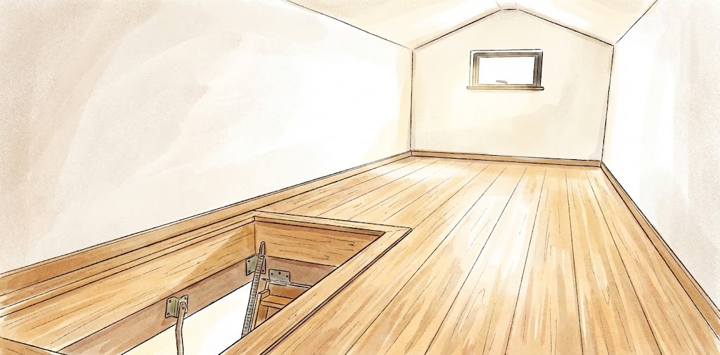 屋根裏の3畳のスペースをリフォームしたイラスト