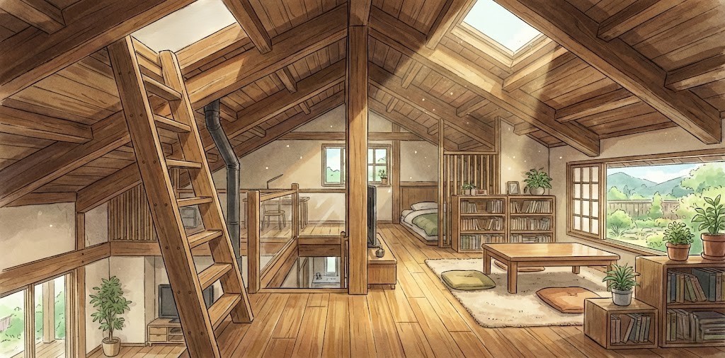 平屋の住宅の天井裏をロフトにリフォームした事例