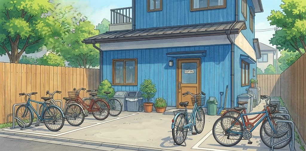 このカフェにある駐輪スペース