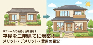 平屋を2階建てに増築できる？増築のメリット・デメリットは？費用の目安も解説！