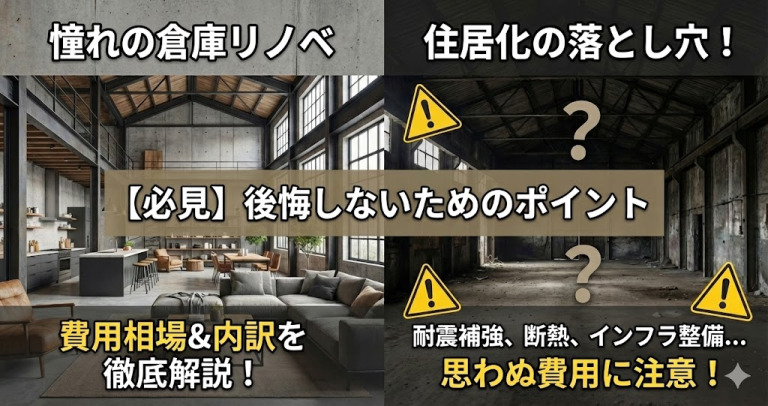 【必見】倉庫リノベーションの費用相場と住居化の落とし穴！後悔しないためのポイント