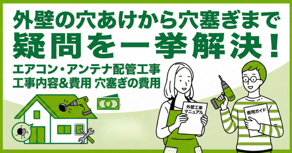 外壁の穴あけから穴塞ぎまで疑問を一挙解決！（エアコン・アンテナ配管工事、費用など）