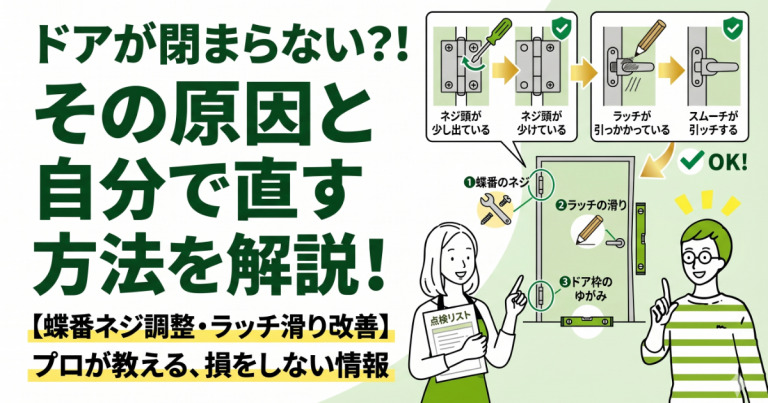 ドアが閉まらないときの原因と直し方について