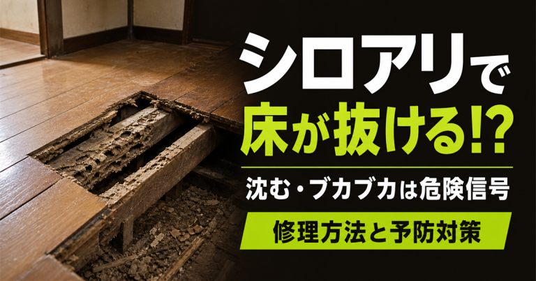 シロアリが原因で床が抜けそうに沈む！修理方法や費用、予防対策を解説