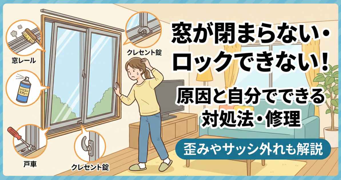 窓が閉まらない・歪んだ時の修理法!鍵が閉まらない原因も解説
