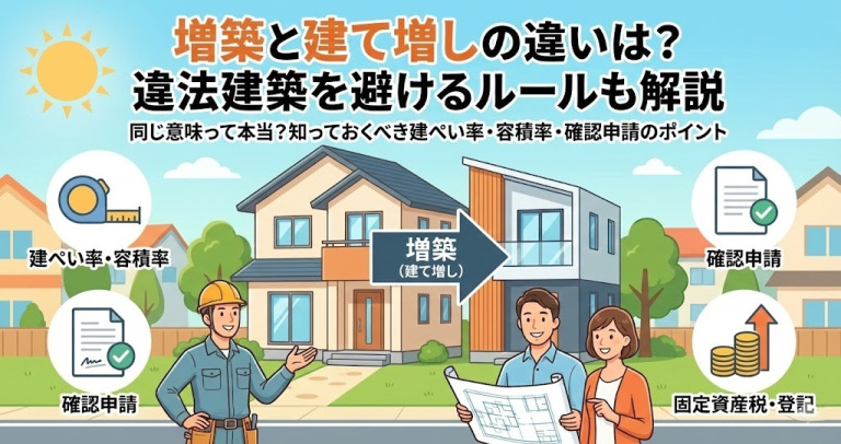 増築と建て増しの違いは？違法建築を避けるために守るべきルールも解説