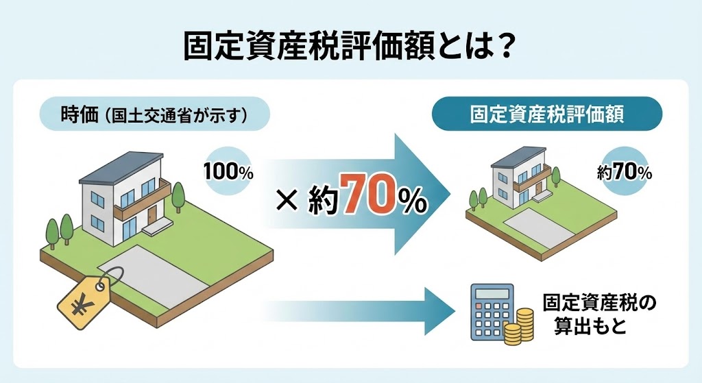 固定資産税評価額を説明するイラスト。