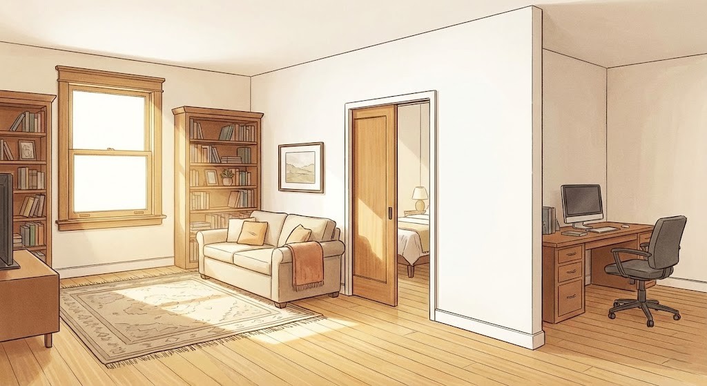 新たに間仕切り壁を設けたリフォームした居室のイラスト