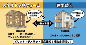 基礎だけ残したスケルトンリフォームの費用は？建て替えとの違いも比較