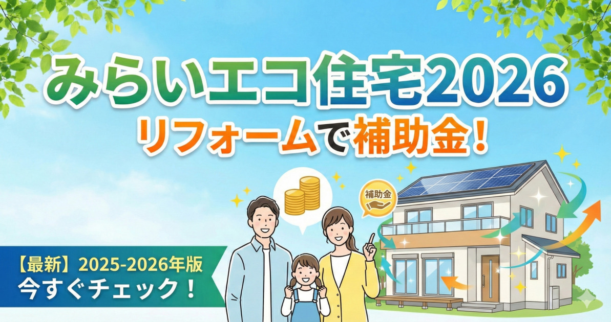 みらいエコ住宅2026事業とは？リフォームで補助金を賢くもらう条件とポイント