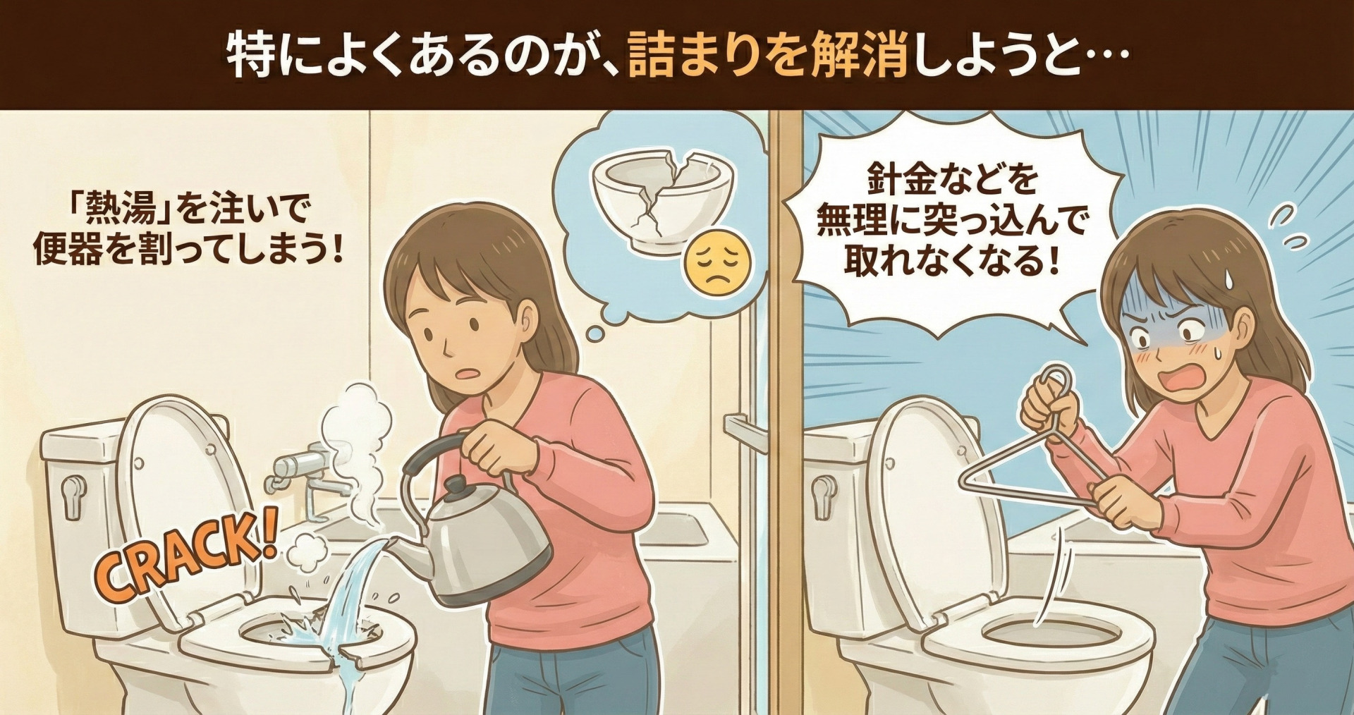 無理矢理修理しようとする女性