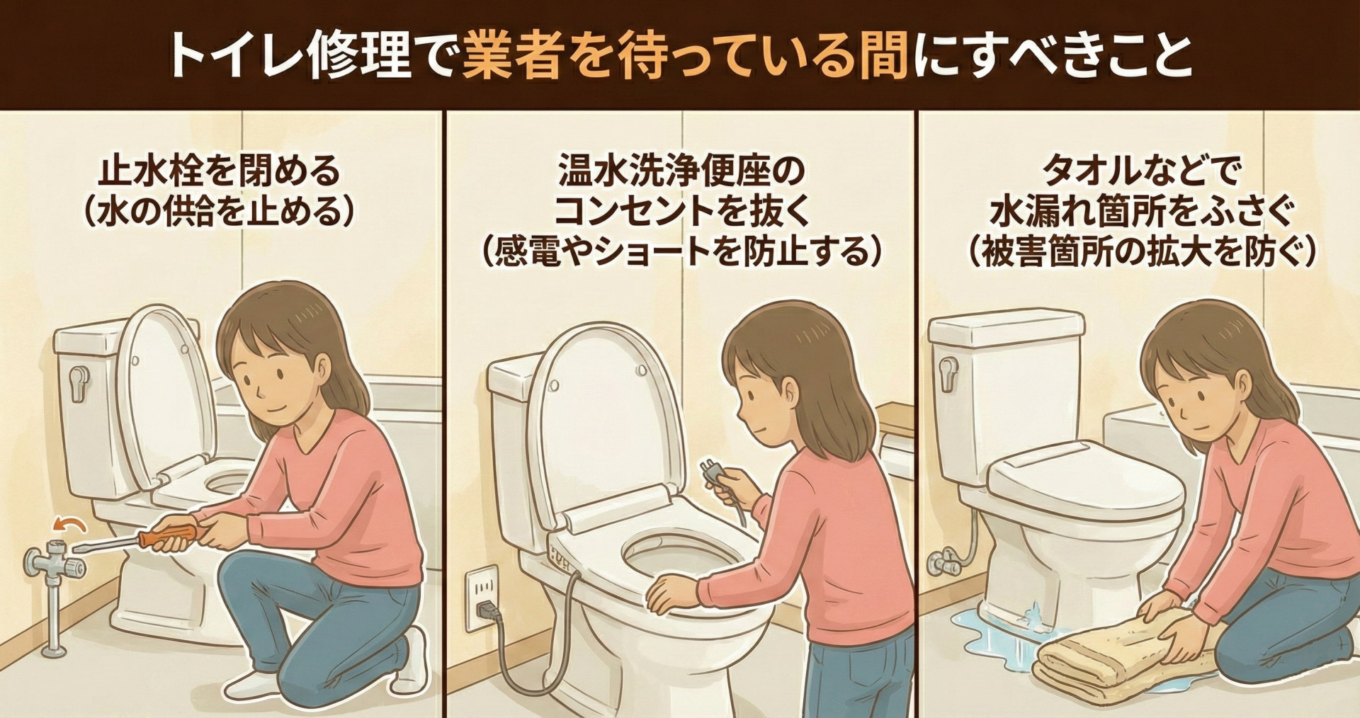 トイレ修理で業者を待っている間にすべきこと