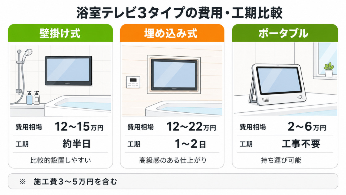 浴室にテレビを後付けする費用相場は？お風呂の埋め込み型テレビを交換