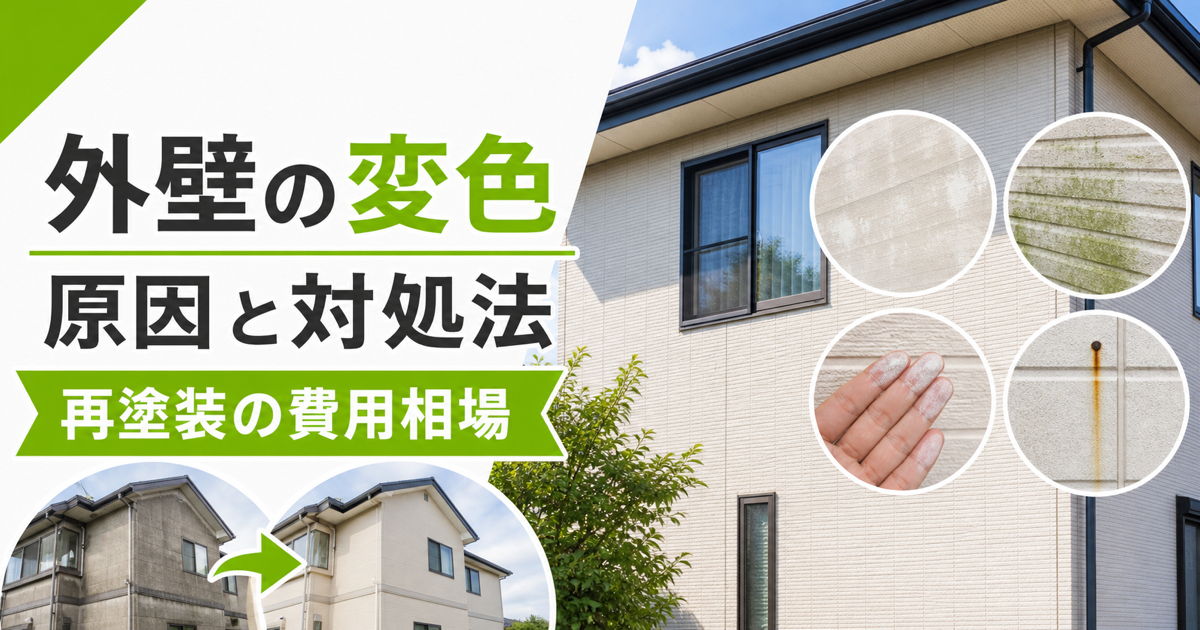 外壁の変色はなぜ起こる？原因の見分け方と対処法・再塗装の費用相場