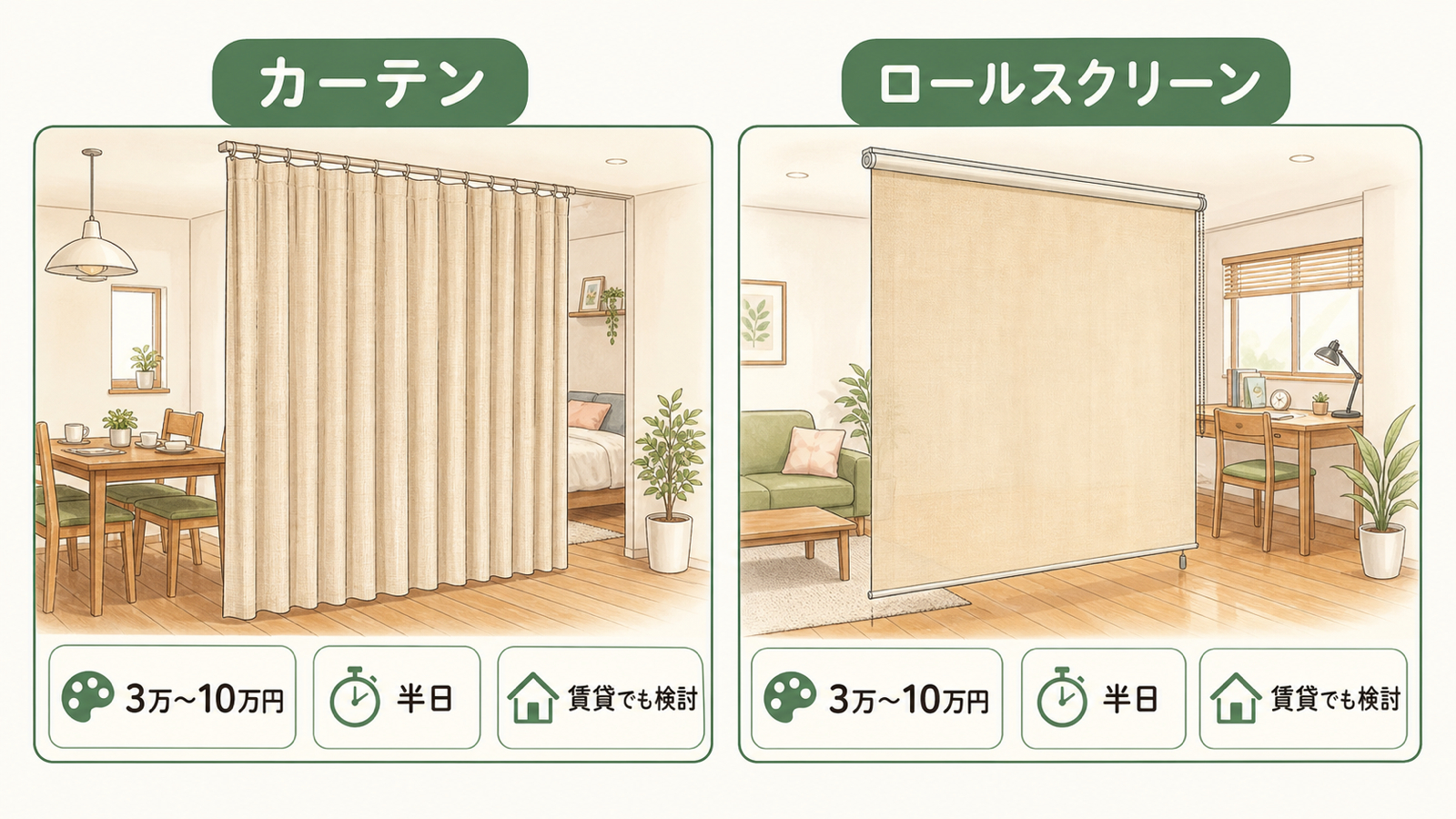 部屋に間仕切りを設置したい！間仕切り壁・可動式・後付けの費用相場と 
