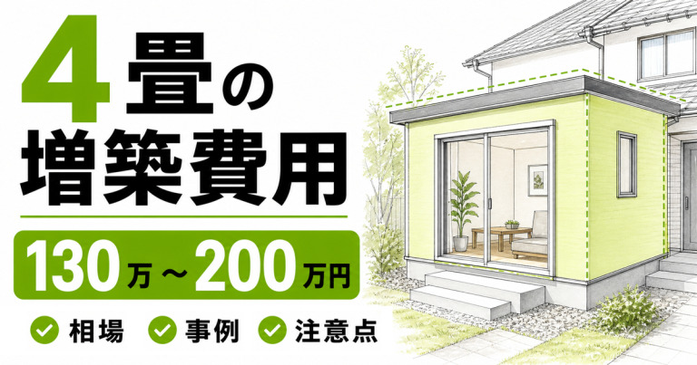 4畳の増築費用は130万〜200万円?相場や事例・注意点を解説