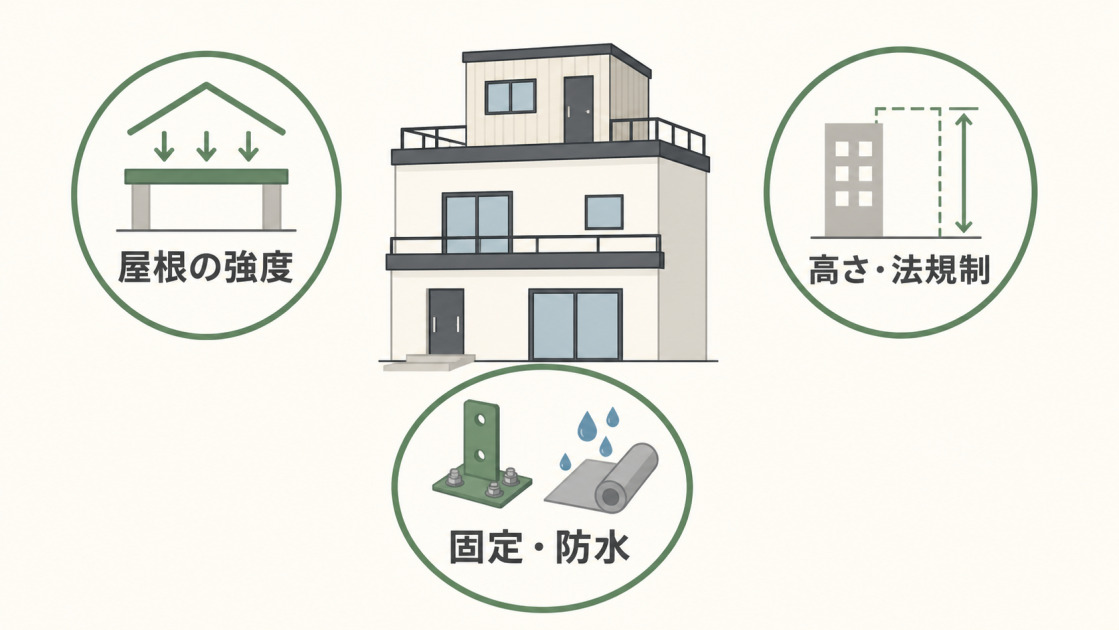 屋上プレハブ増築で確認する屋根の強度、高さ・法規制、固定・防水の3項目