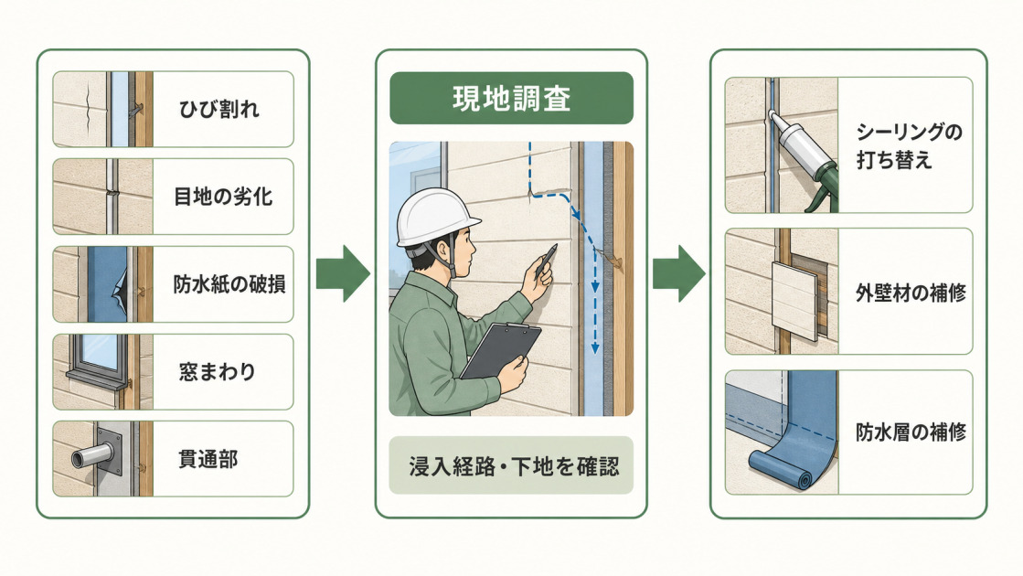 プレハブ住宅の外壁雨漏りの主な原因から現地調査と補修までの流れ