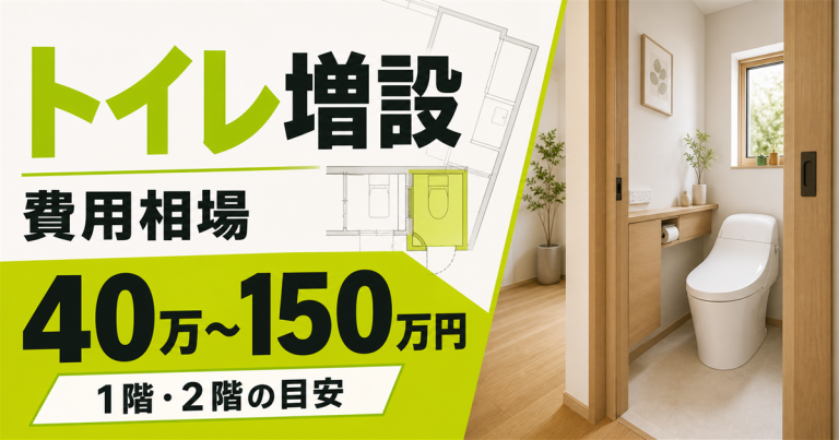トイレ増設の費用相場は40万〜150万円!1階・2階の目安と安く抑えるコツ