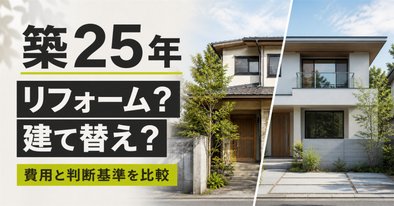築25年の戸建てはリフォームか建て替えか？費用やあと何年住めるかを解説