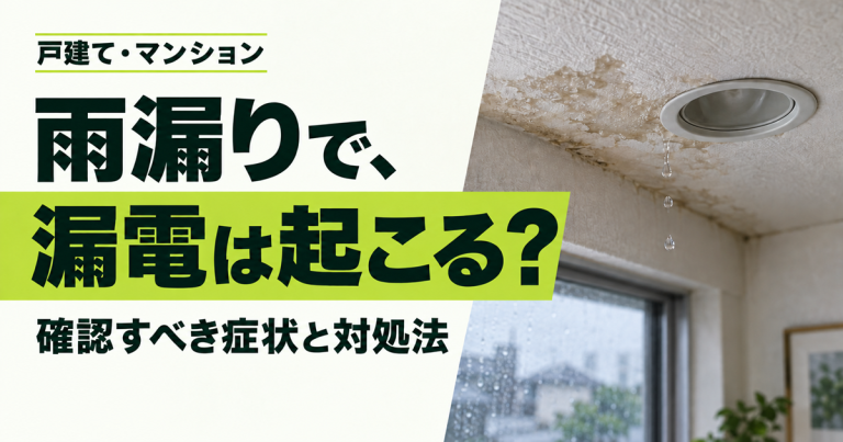 雨漏りで漏電は起こる？確認すべき症状と戸建て・マンション別の対処法